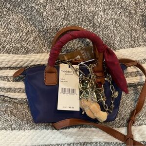 Madden Girl Navy Mini Bag with Brown Accents